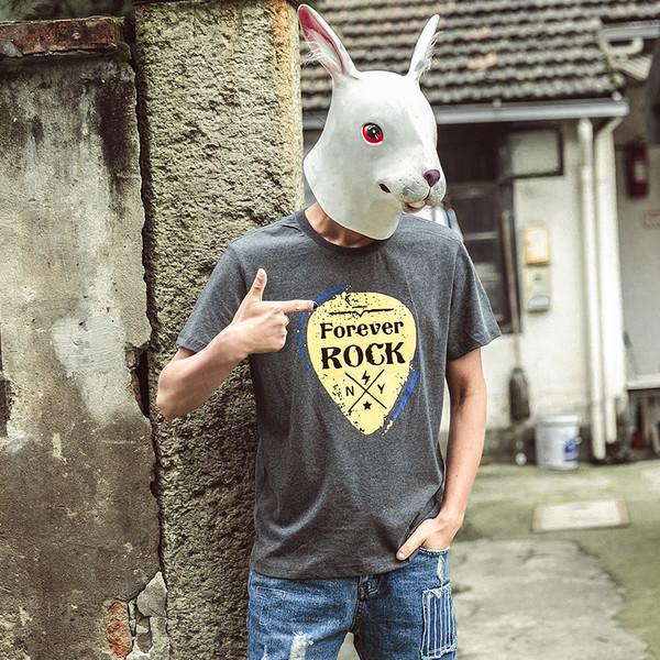 Δίχρωμη μπλούζα με κοντά μανίκια και την επιγραφή «Forever Rock»