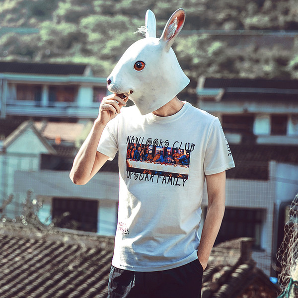 Σύγχρονη ανδρών βαμβακερό t-shirt με πολύχρωμα απλικέ - Μυστικός Δείπνος