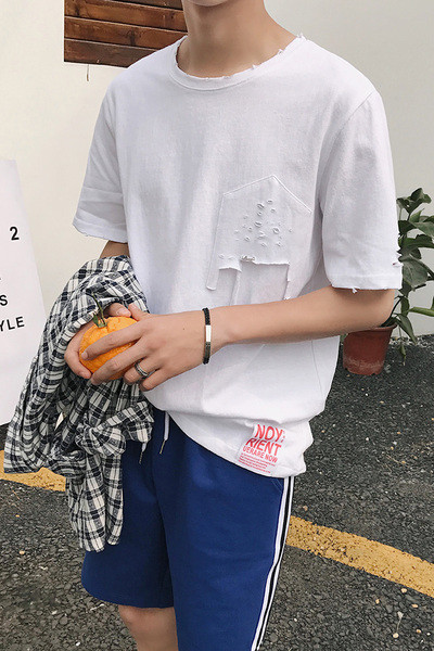 T-shirt λαιμό razrafana Τρέχουσα ανδρών σε κόκκινο και λευκό