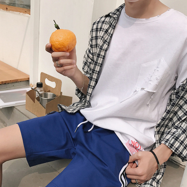 T-shirt λαιμό razrafana Τρέχουσα ανδρών σε κόκκινο και λευκό