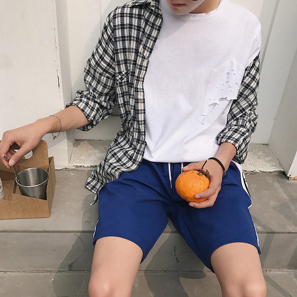 T-shirt λαιμό razrafana Τρέχουσα ανδρών σε κόκκινο και λευκό