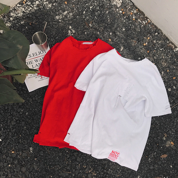 T-shirt λαιμό razrafana Τρέχουσα ανδρών σε κόκκινο και λευκό