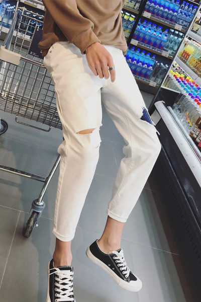 Hit ανδρικό πρότυπο τζιν σχίζεται κίνητρα