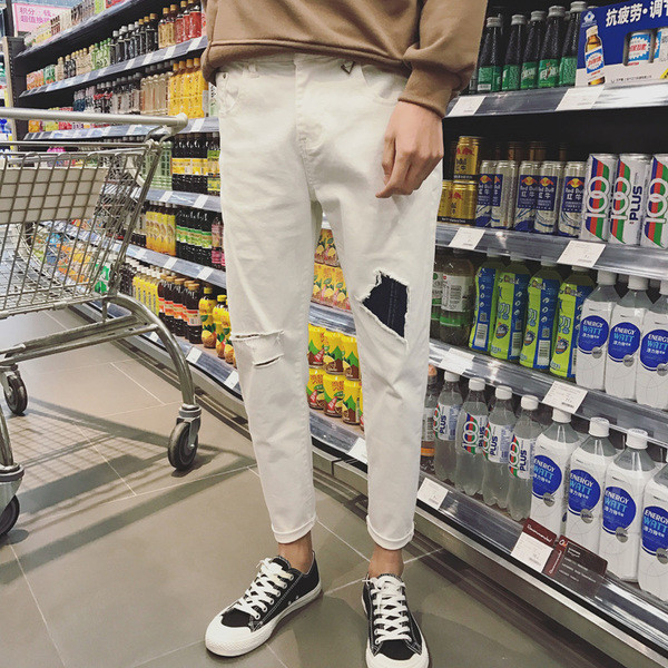 Hit ανδρικό πρότυπο τζιν σχίζεται κίνητρα