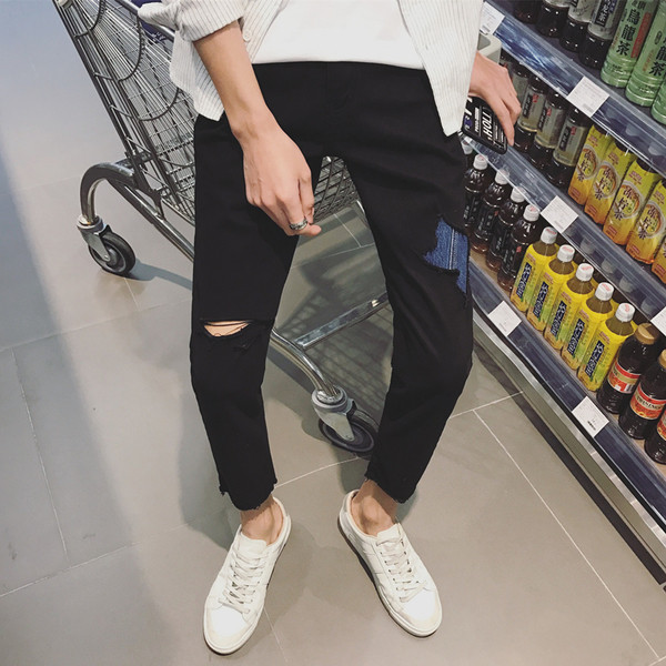 Hit ανδρικό πρότυπο τζιν σχίζεται κίνητρα