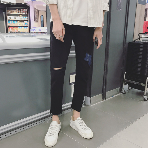 Hit ανδρικό πρότυπο τζιν σχίζεται κίνητρα