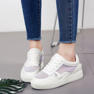 Страхотен дамски спортно-елегантен кец на платформа с илюстрации