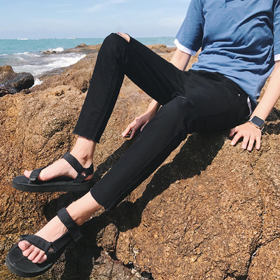 Мъжки пролетно-летни дънки - тъмни и светли с цепки