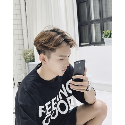 Модерна мъжка дълга тениска "Feeling good" с номер на гърба