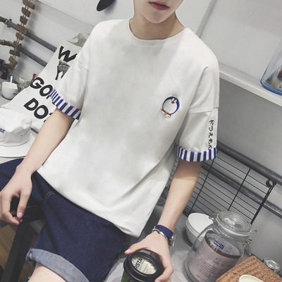 Мъжка стилна тениска с апликация пингвин