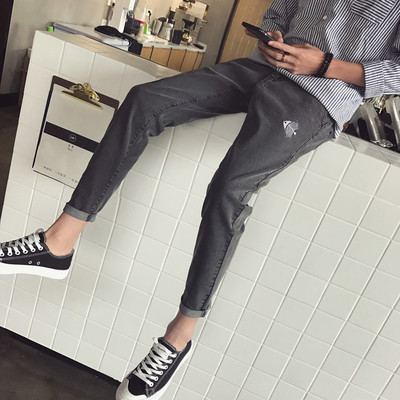 τζιν Σύγχρονη ανδρών λεπτού τύπου με κεντημένα αντικείμενα