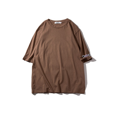 Много красива мъжка дълга тениска с къс ръкав и бродерия