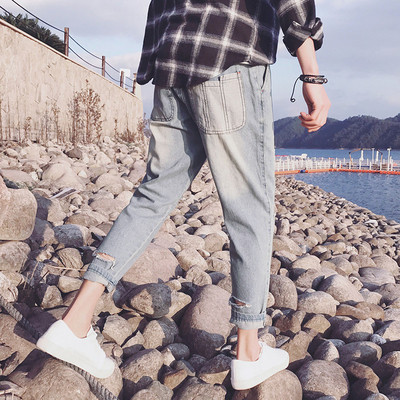 τζιν Casual ανδρών με σχισμές στο γόνατα και τα μοσχάρια - ανοιχτό ή σκούρο χρώμα