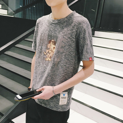 Чудесна мъжка блуза с къс ръкав и апликация куче