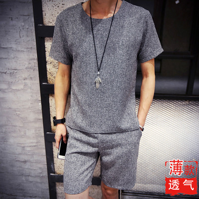 Ανδρικό περιστασιακό σετ 2 τεμαχίων - μπλουζάκι και σορτς - διαφορετικά μοντέλα