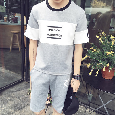 Αθλητική-κομψή ανδρική φόρμα 2 τεμαχίων - T-shirt και σορτς