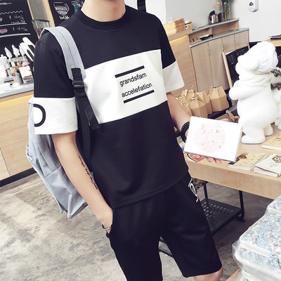 Αθλητική-κομψή ανδρική φόρμα 2 τεμαχίων - T-shirt και σορτς