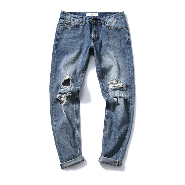 Невероятни хит мъжки дънки със скъсано коляно тип 7/8