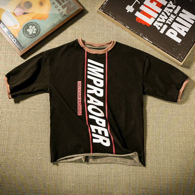 Широка мъжка стилна тениска с надпис в 2 цвята