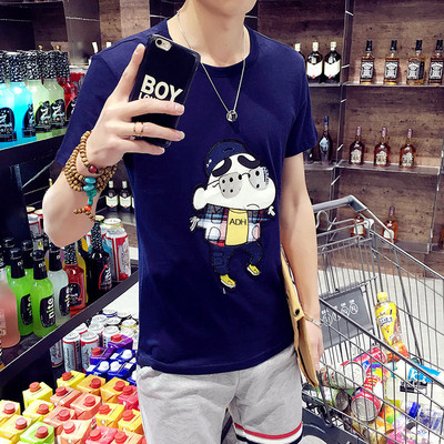 Нестандартна тениска с къс ръкав с райета и анимирана бродерия