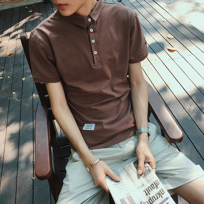 Спортна-елегантна мъжка тениска с копчета в три цвята