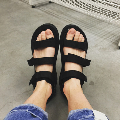 Ежедневни спортни неплъзгащи се мъжки черни сандали 