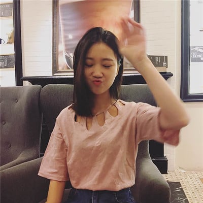 Πολύ ενδιαφέρον κυρίες μπλούζα με λαιμόκοψη τρύπες