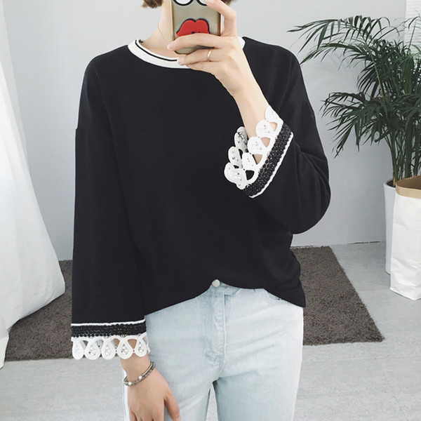 Μεγάλη άθλημα-κομψές κυρίες μπλούζα με κέντημα στα μανίκια
