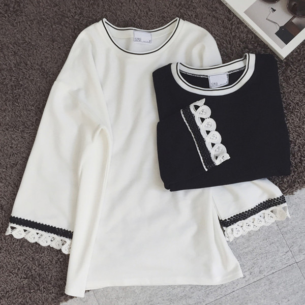 Μεγάλη άθλημα-κομψές κυρίες μπλούζα με κέντημα στα μανίκια