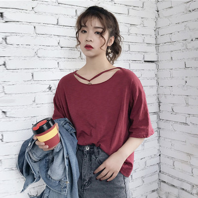 Нова модерна дамска блуза широка около врата