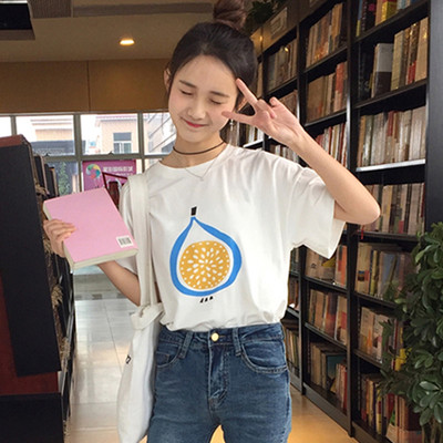 Ежедневна дамска тениска с къс ръкав в бяло и жълто