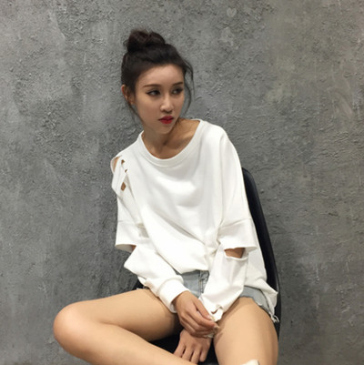 Κυρίες καθημερινή μπλούζα με μακριά μανίκια σχισμένο σε τρία χρώματα