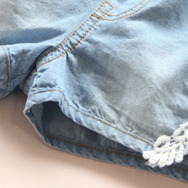 Страхотни момичешки къси панталони с бродирана дантела