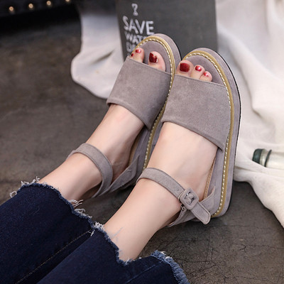 Велурени дамски сандали с висока закопчалка подходящи за горещите летни дни