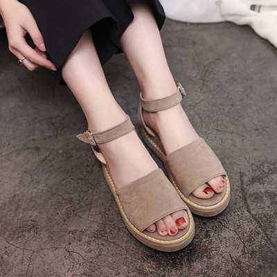 Велурени дамски сандали с висока закопчалка подходящи за горещите летни дни