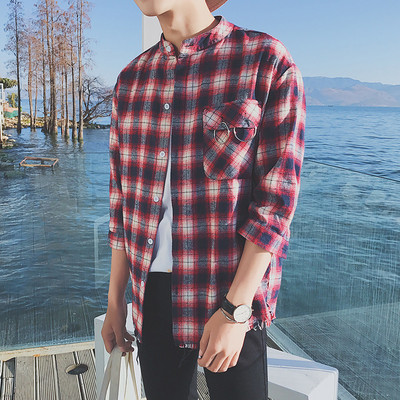 Κομψό ανδρικό ι πουκάμισο σε κόκκινο και μπλε χρώμα