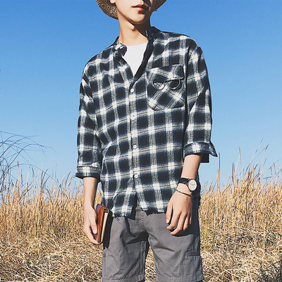 Κομψό ανδρικό ι πουκάμισο σε κόκκινο και μπλε χρώμα