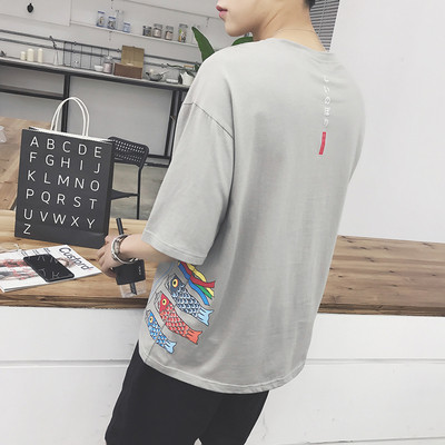 μακρύ T-shirt μοναδική ανδρών με απλικέ ψάρια