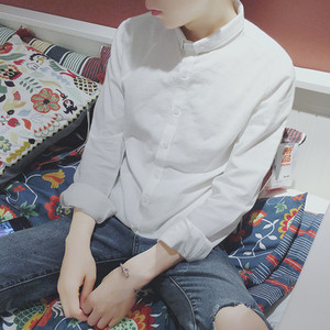 Ανδρικό λευκό σπορ-κομψό πουκάμισο με κολάρο