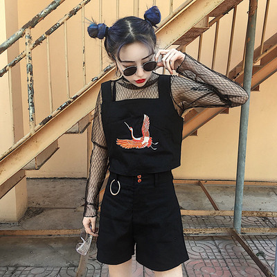 Μεγάλη κυρίες δύο μέρη που περιλαμβάνει σορτς και υπέροχη μπλούζα πλέγμα