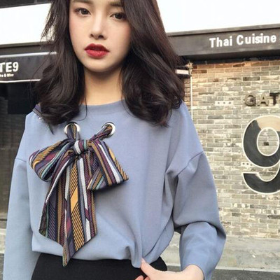 Μπλούζα με μακριά μανίκια και κορδέλα κατάλληλο για καθημερινή