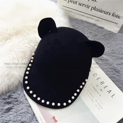 Страхотна плюшена дамска ежедневна шапка с козирка и ушички