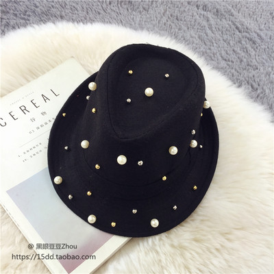 Μαύρο καπέλο όλα διακοσμημένα με μαργαριτάρια