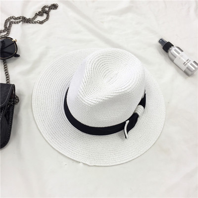 Μεγάλη καπέλο κυρίες παραλία σε δύο χρώματα με όμορφη κορδέλα