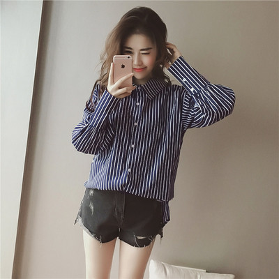 Μεγάλη κυρίες ριγέ μακρυμάνικο πουκάμισο