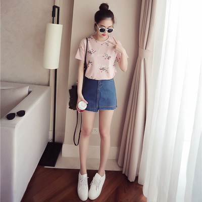 Μεγάλη μπλούζα με κοντά μανίκια άνθος σε δύο χρώματα