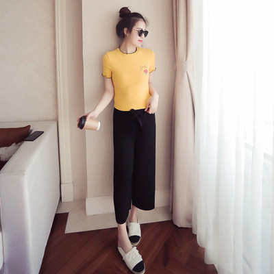 Μπλούζες με κοντό μανίκι σε τέσσερα διαφορετικά χρώματα και λουλούδια απλικέ