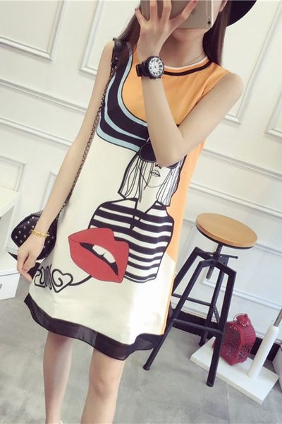 Много свежа дамска ежедневна рокля в преливащи цветове