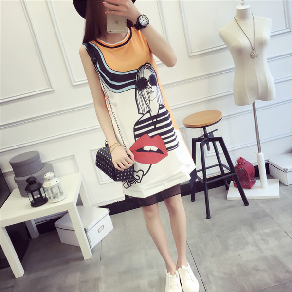 Много свежа дамска ежедневна рокля в преливащи цветове