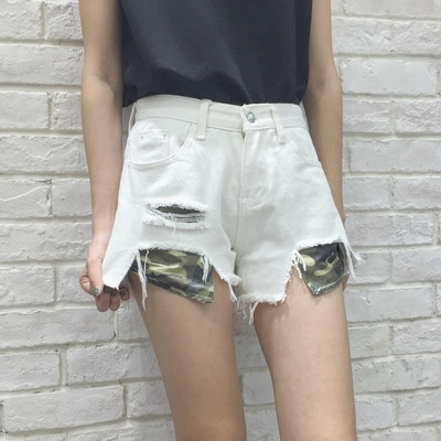 Σύγχρονη κυρίες σύντομο παντελόνι τζιν με καμουφλάζ padding